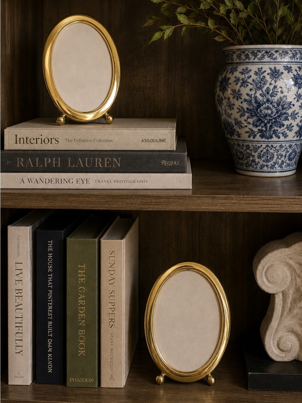Vintage Larson Juhl Brass Oval Picture Frames – Pair